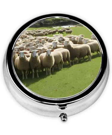 Sheep & Lambs Mini Round Pill Box | 3 Compartment Travel Organizer | Portable Pill Case for Home & Office - Buy Online on GoSupps.com
