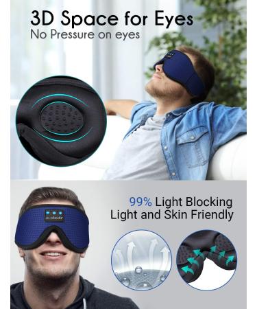 LC-dolida Sleep Mask with Bluetooth Headphones - 3D Sleeping Headphones for Side Sleepers - Elegant Blue - Buy Online on GoSupps.com
