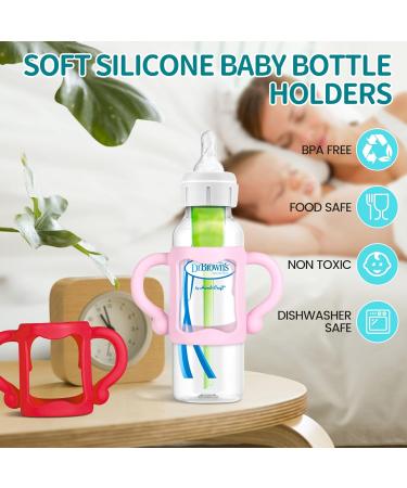 Dr. Brown Narrow Baby Bottle Handles - Easy Grip Bottle Holder for Baby Transition - BPA-Free Silicone - Pack of 4 - Buy Online on GoSupps.com