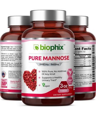 Biophix Pure Mannose Powder 2000mg - 3oz (85g) - Supports Urinary Bladder Tract Health - Buy Online on GoSupps.com