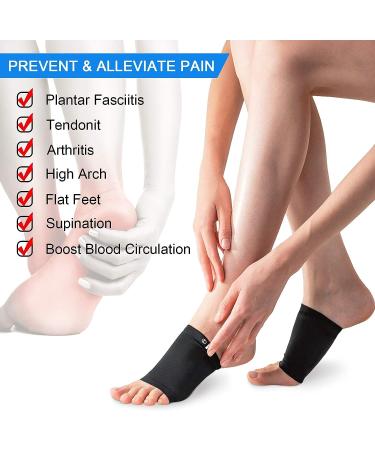 2 Pairs Ailaka Compression Arch Support Sleeves - Cushioned Braces for Flat Foot Pain Relief and Plantar Fasciitis - Gel Pads Included - Black - Buy Online on GoSupps.com