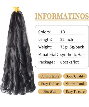 8 Packs French Curly Braiding Hair 22 Inch Loose Wave Spiral Curly Crochet Hair for Black Women Pre Stretched Braiding Hair with Curly Ends (22 inch 1B) 22 Inch(pack of 8) 1B - Buy Online on GoSupps.com