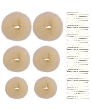 26 pieces hair bun maker set 6 piece of hair jewelry knot cushion with 20 pieces u shape hairpins dutt pillow accessories for women girls (beige gold) - Buy Online on GoSupps.com