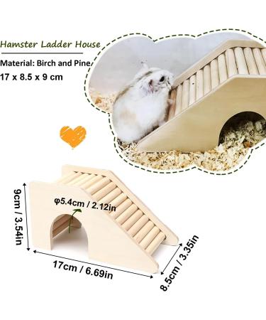 Eyksta Wooden Hamster House with Stairs - Cozy Hideout & Ladder Toy for Hamsters (17x8.5x9) - Ideal Hamster Accessories - Buy Online on GoSupps.com