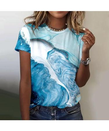 Shop Women's Summer T-Shirts - Printed Short Sleeve Casual Blouses & Tops in Red & Blue - Buy Online on GoSupps.com