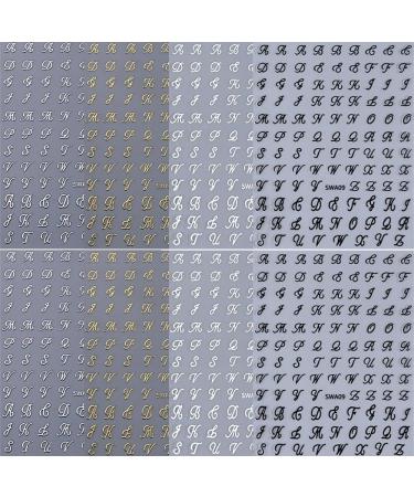 Letter Nail Stickers - 8 Sheets Old English 3D Decals | Retro Cursive Nail Art Accessories for Women & Girls - Buy Online on GoSupps.com