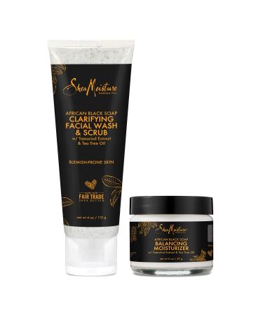 SheaMoisture African Black Soap Scrub & Lotion Cleanser & Scrub and Lotion Duo Blemish Prone Skin Clarifying 2 Count - Buy Online on GoSupps.com