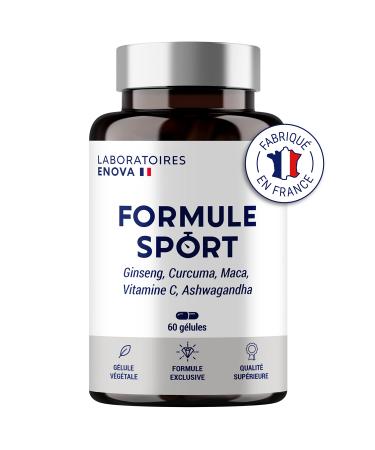 SPORT FORMULA Power Endurance Joints Recovery Ginseng Turmeric Maca Vitamin C Ashwagandha 100% Natural Physical Performance Food Supplement 60 Capsules Made in France
