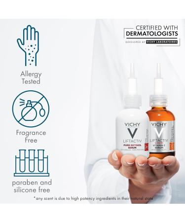 Vichy LiftActiv Vitamin C & Retinol Serum | Brightening, Anti-Aging, Firming | 15% Pure Vitamin C | 1.0 Fl Oz Retinol | Moisturizing | Antioxidant Facial Serum - Buy Online on GoSupps.com