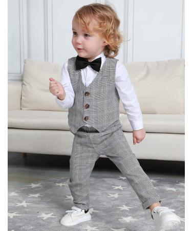 Gentleman Suit Set for Baby Boys | Grey Plaid | 1-4 Years | 18-24 Months - Buy Online on GoSupps.com
