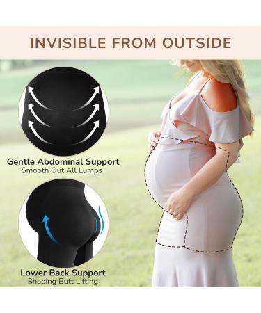 Bosaen Maternity Shapewear - High Waist Mid-Thigh Pregnancy Underwear for Belly Support - Non-Rolling, Seamless, and Prevents Thigh Chafing - Black, Size L - Buy Online on GoSupps.com
