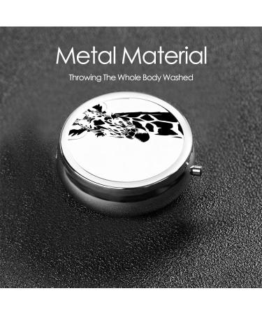 Black and White Giraffe Portable Metal Pill Box | Round Mini 3-Compartment | Travel Must-Have for Small Pills - Buy Online on GoSupps.com