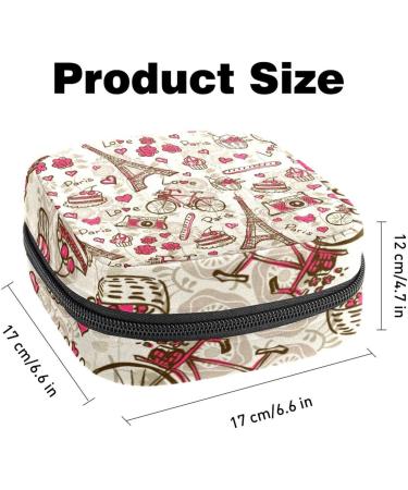 Retro Paris Eiffel Tower Menstrual Bag - Portable Sanitary Napkin & Cup Storage for Teens & Women - Buy Online on GoSupps.com