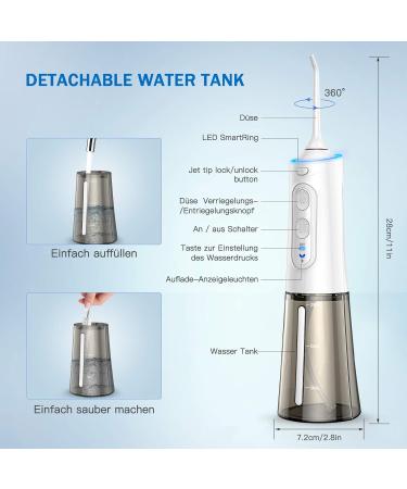 Bestope Wireless Oral Shower for Teeth - 250ml Portable & Rechargeable 4 Nozzle Tips IPX7 Waterproof - Perfect for Home & Travel - Buy Online on GoSupps.com