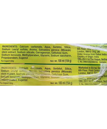 Original Dabur Miswak Toothpaste 154g - Fluoride-Free Herbal Toothpaste 6-Pack Siwak Sewak Meswak - Natural Oral Care - Buy Online on GoSupps.com
