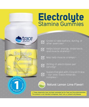Trace Minerals Electrolyte Stamina Gummies - Vegan Lemon Lime Energy & Endurance Booster (90 Count - Buy Online on GoSupps.com