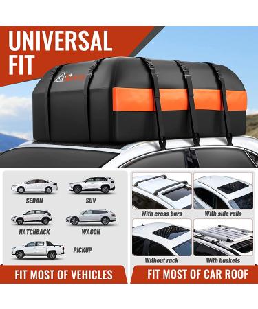 21 Cubic Feet Waterproof Car Rooftop Cargo Carrier Bag | Heavy Duty 840D Roof Bag for All Vehicles | Anti-Slip Mat, Door Hooks, Storage Bag & 2 Extra Straps Included | Black - Buy Online on GoSupps.com