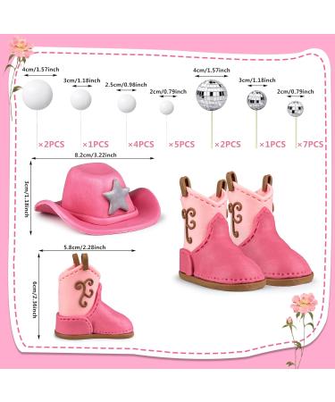 25PCS Cowgirl Cake Decorations Cowgirl Hat and Boot Cake Toppers Disco Ball Cake Topper Western Cowgirl Birthday Baby Shower Party Favors Supplies Disco Cowgirl - Buy Online on GoSupps.com