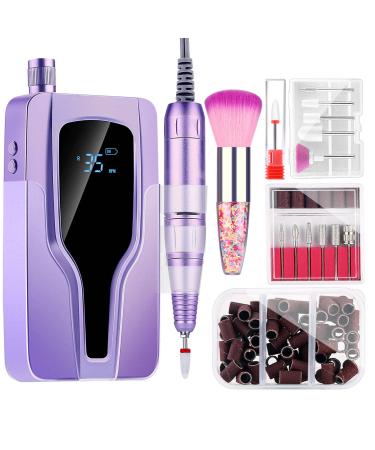 SKYUV Electric Nail Drill Machine  35000rpm Nail Drills for Acrylic Nails Professional  Portable Electric Nail File Manicure Tools  Cordless Rechargeable Efile Nail Drill Kit