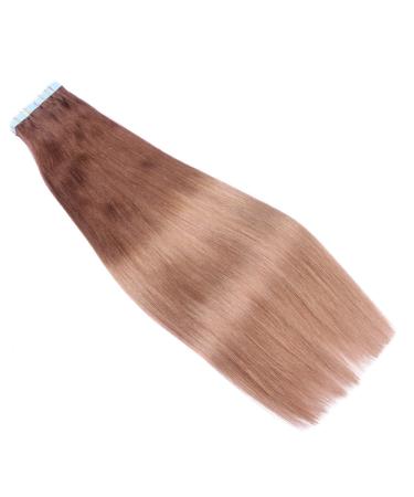 Tape In Hair Extensions #4/27 Ombre - 40cm 100% Remy Human Hair 60 Tresses 2.5g Each - Best Quality for Luxurious Hair Transformation - Buy Online on GoSupps.com