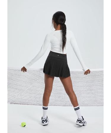 Baleaf Women's High Waisted Tennis Skort with Shorts Pockets | Lightweight Athletic Golf Skirt - Black, Medium - Buy Online on GoSupps.com