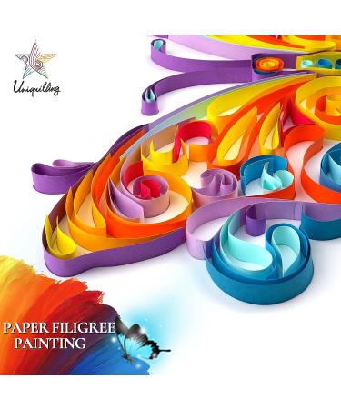 Uniquilling Paper Quilling Kit for Adults - DIY Filigree Painting Kit for Modern Wall Art - Beautiful Butterfly Design - 16x20in - Buy Online on GoSupps.com