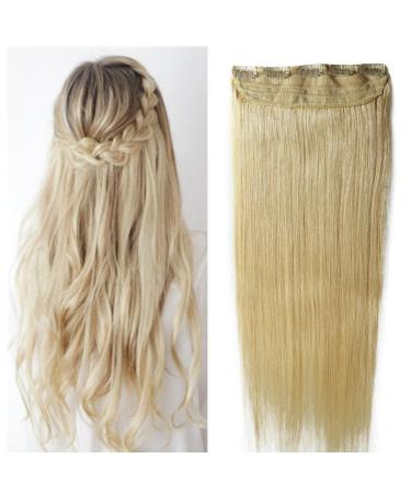 Clip in Extensions Real Hair - Remy Real Hair Hair Part 1 Tresse with 5 Clips hair extension 60cm -105g ( #613 HELDBLOND) 60 cm (105 g) #613 light blonde