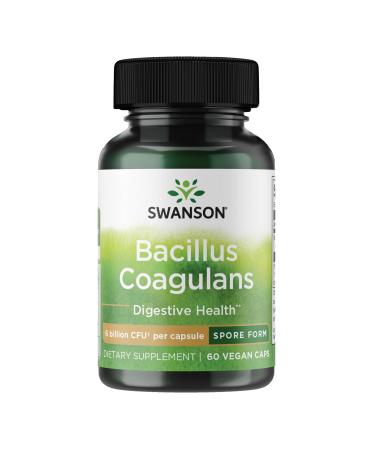 Swanson Bacillus Coagulans - Natural Probiotic Supplement Supporting Digestive Health w/ 6 Billion CFU - May Support GI & Overall Gut Health - (60 Veggie Capsules) 60 Count (Pack of 1)
