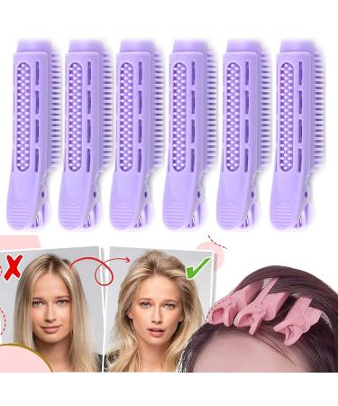 Instant Hair Volumizing Clip for Women  6Pcs Volumizing Hair Root Clip Roller Wave Fluffy Hair Clip DIY Hair Curlers  Natural Fluffy Hair Clip Long/Short Hair Root Lift Styling Tool&Appliances(Purple)