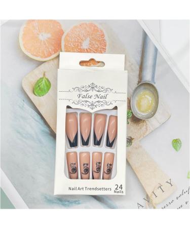 Black Snake Glossy Acrylic False Nails 24PCS Medium Press On Nails | Long Fake Nails with Glue Stickers | Stylish Black Dragon Design | Full Cover Stick On Nails for Women and Girls - Buy Online on GoSupps.com
