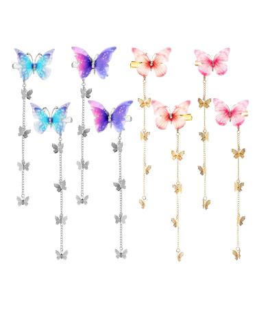 8 pieces butterfly hair clips butterfly hair clip for women girls children butterfly hair clips set 3D butterflies hair accessories for bride wedding accessory