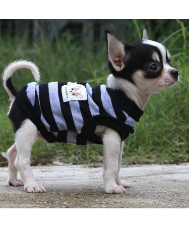 Lovely LOPHIPETS 100% Cotton Striped Dog Shirt-Black & Gray Stripes, XXS for Chihuahua & Small Dogs (0.5-1.2 lbs) - Buy Online on GoSupps.com