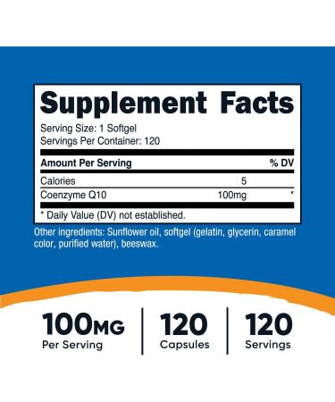 Nutricost CoQ10 Softgels - 100mg | Ultra Pure Gluten Free Non-GMO - 120 Servings | Best Absorption CoQ10 Supplement - Buy Online on GoSupps.com