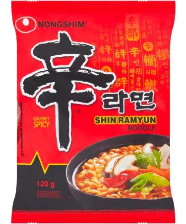 Nongshim Spicy Shin Ramyun Noodle Soup in Single Packs 120g x 10 (10 Pack Case /1.2 kg Total) - Buy Online on GoSupps.com