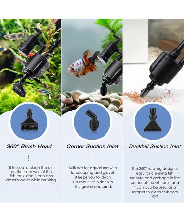 AQQA Electric Aquarium Gravel Cleaner 6-in-1 | 320GPH 20W Automatic Fish Tank Cleaning Tool | Suitable for Water Changes, Sand Washing, and Water Filtration - Buy Online on GoSupps.com