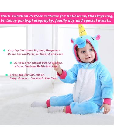 Doladola Baby Unicorn Romper | Animal Hooded Toddler Jumpsuit 6-12 Months | Blue Winter Outfit - Buy Online on GoSupps.com