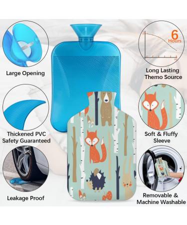 Fox and Bear 2L Hot Water Bottle with Fluffy Cover | Cute Cozy Relief for Kids & Adults - Buy Online on GoSupps.com