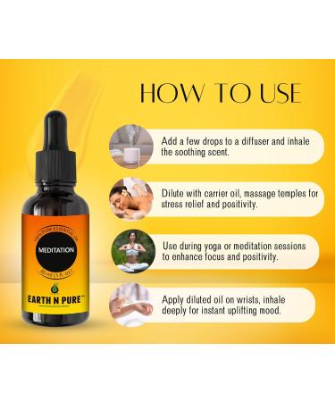 Earth N Pure Essential Oil Blend For Meditation 30 ml Lavender Eucalyptus Mandarine Oils 1.06 Fl Oz (Pack of 1) - Buy Online on GoSupps.com