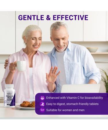 Heivy Ferrous Sulfate 325mg, Iron 65mg, Iron with Vitamin C High Potency Iron Supplement for Women & Men Premium Pure Ingredients, Gentle on Stomach, 240 Tablets, Made in USA - Buy Online on GoSupps.com
