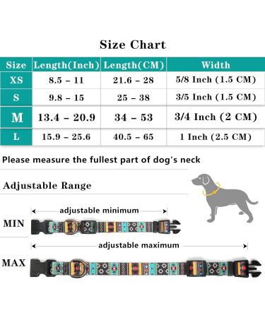 Heele Bohemian Cyan Dog Collar for Small & Medium Dogs - Adjustable Comfortable & Durable | Perfect for Puppies (34-53cm) - Buy Online on GoSupps.com
