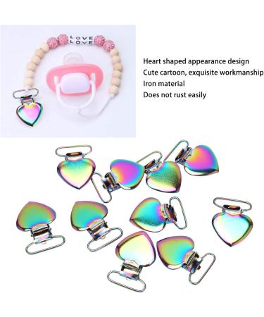 10pcs Metal Heart Pacifier Strap Clips - Cute Cartoon Teething Accessories for Babies | International Shipping - Buy Online on GoSupps.com