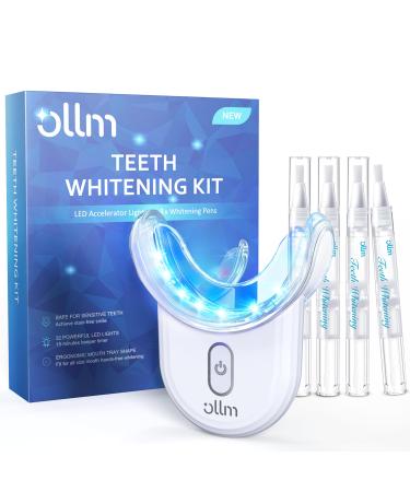 Teeth Whitening Kit for Sensitive Tooth: 35% Carbamide Peroxide White Gel Pens LED Light Whitener with Dental Mouth Trays Professional Bright Brace Oral Care Product System for Home Work Travel