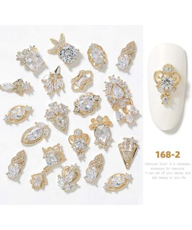 Shiny Gold Nail Art Charms Set - DIY Nail Jewelry with Zircon Alloy Gemstones - Buy Online on GoSupps.com
