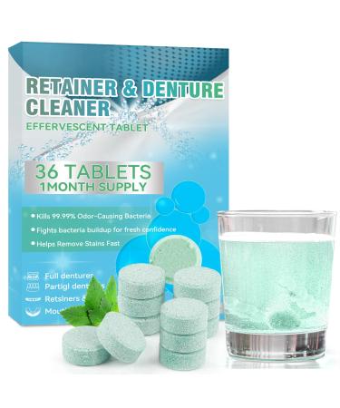 JOYAONE Retainer Cleaning Tablets 36 Tablets Monthly Pack Denture Cleaning Tablets Mint Fresh Mouth Cleaner for Retainer Aligner Mouth Guard Night Splints and Dentures