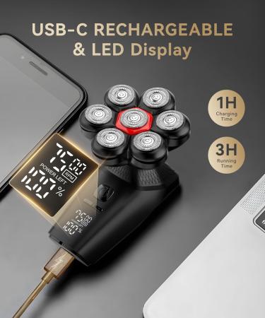 Head Shavers for Bald Men - 5-in-1 Magnetic Electric Razor Kit | 7D Waterproof Grooming with LED Display & USB-C Charge - Buy Online on GoSupps.com