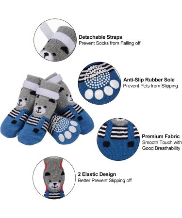 Petloft Anti-Slip Dog Socks for Small to Medium Dogs & Cats - 4 Pieces Slide-Resistant with Adjustable Fastening Tape - Perfect for Puppies and Older Pets (4XL Gray Paw) - Buy Online on GoSupps.com