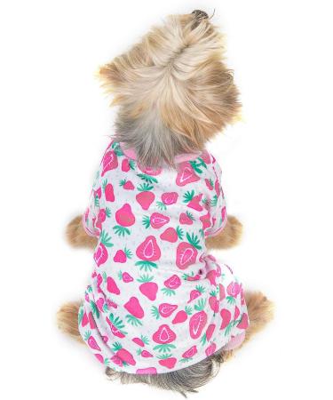 CuteBone Dog Pajamas Small Pet Jumpsuit Chihuahua Clothes 2 Pack Small Fleece Fabric Pineapple & Strawberry Design - Buy Online on GoSupps.com