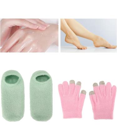 Qukaim Hydrating Gel Gloves Socks Hydrating Green Moisturizing Gel Socks & Pink Gel Gloves Set for Touch Screen Reusable Softening Repair of Dry Skin Care for Hands and Feet - Buy Online on GoSupps.com
