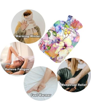 NAANLE Hot Water Bottle with Cover - Watercolor Spring Flower | 2L Transparent Heater for Back Pain Relief & Neck Therapy - Buy Online on GoSupps.com
