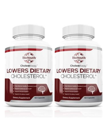 BioYouth Labs CholestAway Natural Cholesterol Supplement Nutritious Blend of Garlic Berberine Coca Extract for Cholesterol Cardiovascular Support 120 Capsules